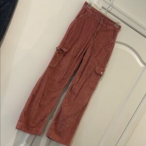 American Eagle Outfitters Womens Rust Cargo Corduroy Pants 00